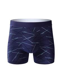 4 条男士时尚图案长款平角内裤，舒适弹力长款平角内裤，运动长款内裤，新颖男士内裤，骑行内裤 - 彩色 - 查看 6