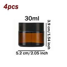 4pcs Tea-Color Lidded Glass Jars, Face Mask Containers, Cosmetic Packaging Bottles, Ointment Jars, High Quality Thick Glass Refillable Bottles Suitable For Creams, Face Masks, Candles Etc., Portable Accessories Storage