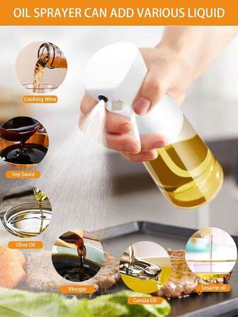 Bottiglia spray per olio con compressione, spruzzatore per olio da cucina con coperchio antipolvere, per cucina, accessori da cucina, accessori da viaggio, prodotti per la pulizia della casa essenziali, spruzzatore a nebulizzazione fine per capelli, piante, profumi, bagno, viaggi