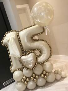 43pcs Black Number Column Balloon Set, Includes 32 Inch (81.28cm) Black Number Foil Balloons, Black & Metallic Gold Round Latex Balloons, Suitable For Anniversary, Birthday Decorations, Brides, Wedding Decor, Graduation, Festivals, Party Decor