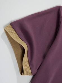 男士撞色饰边高尔夫 Polo 衫，半扣领拼色商务休闲工作衬衫，适合男朋友礼物、高尔夫、日常穿着、夏季穿着、网球穿着