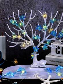 4 kích cỡ - 5m/3 mét/2m/1m - Đèn dây trang trí chủ đề đại dương, đèn ngủ hình sinh vật biển, trang trí bãi biển, trang trí rùa và cá ngựa, 30 hạt LED, đèn cổ tích hình vỏ sò, cá ngựa, sao biển chạy bằng pin, thích hợp cho phòng ngủ, tiệc tùng, trang trí trong nhà/ngoài trời, mùa tựu trường, ngày lễ tình nhân (ánh sáng ấm) - Màu xanh lam - Xem 9