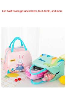 1 pieza Bolsa de almuerzo aislada con diseño de dibujos animados, contenedor térmico de alimentos, bolso impermeable y portátil para la escuela, la oficina, el almacenamiento de maquillaje, la playa, las vacaciones, los viajes, el almuerzo de las damas universitarias, la decoración del hogar, el almacenamiento para fiestas y Navidad