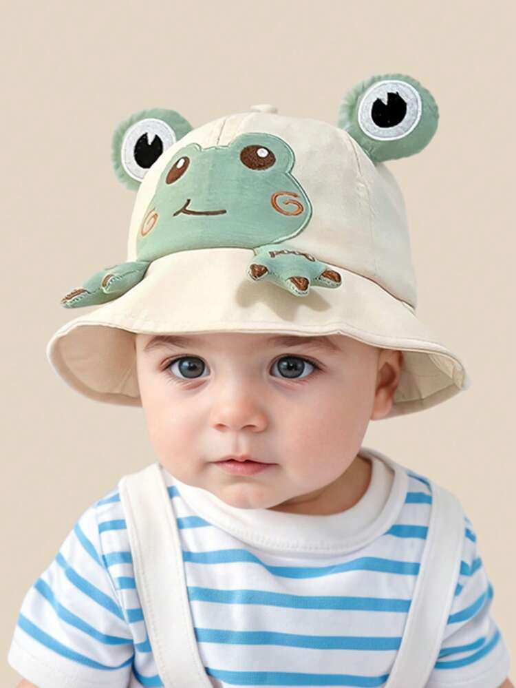 1pc Toddler 3D Frog Decor Cute Sun Hat, Versatile For Spring/Summer Outdoor Activities, Baby Sun Ion Bucket Hat - Frog - View 4
