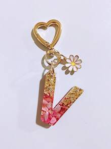1pc Women's Beige Resin Letter Heart Shape Tassel Casual Cute Style Keychain, Creative Accessory Pendant Gift For Friends Car Accessories Bag Charm Backpack For School Goth Y2k