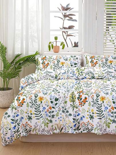 3pcs Floral Pattern Duvet Cover Set, Made Of Super Soft & Breathable Premium Microfiber Fabric, Suitable For All Seasons, Machine Washable, Non-Fading, Non-Pilling, Anti-Shrink, Anti-Wrinkle, Fashionable Bohemian/Farmhouse/Modern Minimalist Bedroom Decor, Easy Care, Fits Twin/Full/Queen/King Size Beds, Ideal For Home, Dorm, Apartment, Hotel, Vacation Rental, And Gift-Giving.