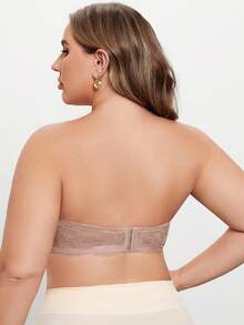 Damen Große Größen Mode Spitze Vorderseiten Verschluss Unterbügel Dessous BH - Aprikosenfarben - Übersicht 6