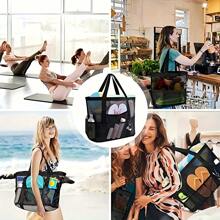 Oversized Mesh Beach Tote Bag - Sand Proof, Foldable & Lightweight, With Zipper And Pockets, Perfect For Family, Pool, Boat And Vacation Essentials