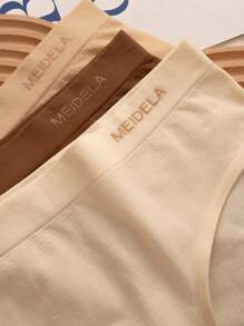 4 pièces Culottes sans couture taille moyenne, Couleur Maillard, Sous-vêtements pour femmes. Rehaussement des fesses, Haute élasticité, Confort et respirabilité. Lingerie pour femmes, Gaine ventre plat