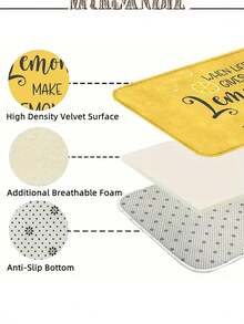 1pc Summer Lemon Sponge Flannel Carpet, Durable And Easy To Clean, Simple Home Bedroom Carpet, Easter Gift, Suitable For Indoor And Outdoor Use, Anti Slip And Washable, Durable Multifunctional Carpet, Small Carpet, Soft And Skin Friendly - Multicolor - View 5