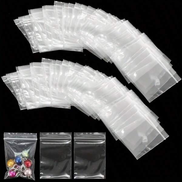 100/300/600pcs Small Plastic Bags, Mini Plastic Bags, Mini Pouches, Thick, Transparent, Double Sided Sealed, 2.36*1.57 Inches/4*6 Cm, Jewelry Bags, Earring Bags, Plastic Packaging Bags, Gift Wrap