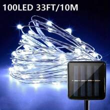 1 pièce 50/100/200/300 LED Guirlande solaire de fées d'extérieur, 8 modes de fil de cuivre LED, guirlande lumineuse de décoration de jardin pour fête