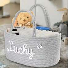 1pc Baby Rope Diaper Caddy Organizer, Portable& Durable Nursery Storage Basket With Detachable Compartments & Car Organizer For Diapers & Baby Wipes, Diaper Organizer For Newborn Baby Essentials& Baby Shower Gifts