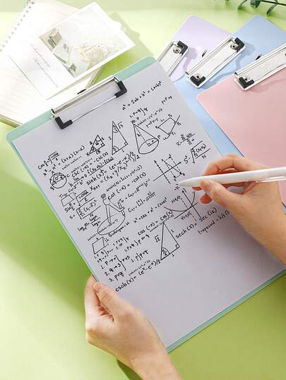 1 pieza Portapapeles con carpeta de unicolor, Tabla de escritura para estudiantes, Sujetador de documentos para reuniones de oficina, Bloc de notas multifunción