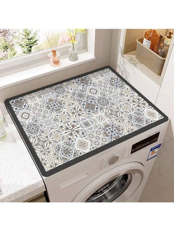 1pc Boho Print Washing Machine Dust Cover Pad,Countertop Absorbent Table Mat,Absorbent & Quick-Dry Fridge Mat, Microwave Oven Dust Cover,Soft Diatom Mud Drainage Pad,Non-Slip Super Absorbent And Wear-Resistant Dish-Washing Dry Pad,19.7*23.6 Inch Modern Washing Machine & Dryer Top Cover,Suitable For Laundry Room And Kitchen