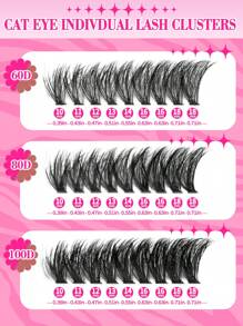 640 piezas/576 piezas Racimos de pestañas individuales de ojo de gato de 10-18 mm izquierdo y derecho para pestañas en racimos individuales apareados,extra gruesas y naturales, con efecto aterciopelado, ultra suaves y súper ligeras. Kit de extensión de pestañas DIY para principiantes para usar en casa, vida diaria, regalos, viajes y festivales de música