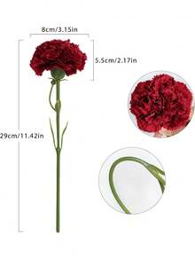 1/3/12/18pcs White Carnation Artificial Flowers, Silk Carnation For Mother's Day, Valentine's Day, Suitable For Wedding Centerpiece Decor, Bridal Shower, Dining Table Decor, Home Party, Birthday Decor, 29cm/No Vase - Red - View 3