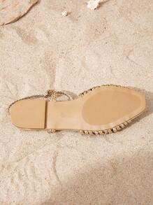 Sandali piani eleganti da donna, con punta quadrata, intrecciati, con tacco piatto, cinturino posteriore, leggeri e traspiranti, adatti per feste e uso quotidiano