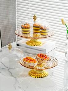Cake Stand With Acrylic Dome Cover - Versatile Round Shatterproof Dessert Table Display Set With Round Plate, Vegetable Tray, Fruit Bowl - Party Cake Show - Multicolor - View 5