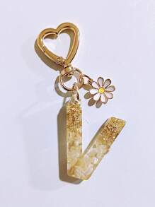 1pc Women's Beige Letter & Heart Tassel Resin Keychain, Creative Gifts For Friends, Casual & Cute Accessory Car Accessories Bag Charm Backpack For School Goth Y2k