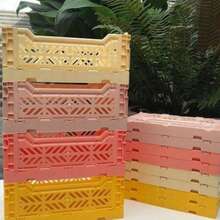 Multipurpose Foldable Storage Basket, Solid Color, Home Use