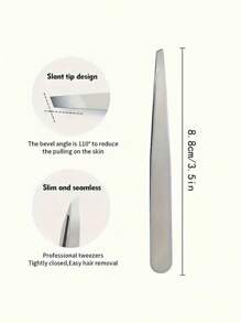 1pc Professional Stainless Steel Eyebrow Tweezers, Precise Hair Removal - Suitable For Facial And Ingrown Hair, Debris And Blackheads, Alcohol-Free, Unisex