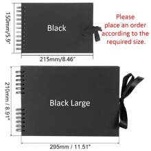 1pc 60 Pages (30 Sheets) Scrapbook Album, Kraft Paper Scrapbook For Wedding Guest Book And Anniversary, Family DIY Scrapbooking - For Craft Paper DIY, Christmas Gift (Black/White) (Small Size)