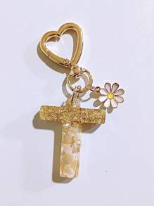 1pc Women's Beige Letter & Heart Tassel Resin Keychain, Creative Gifts For Friends, Casual & Cute Accessory Car Accessories Bag Charm Backpack For School Goth Y2k