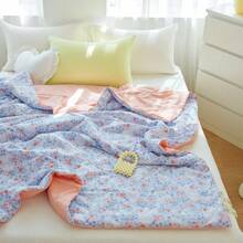 1 pieza Edredón/manta de verano ligera y estampada, de tela suave y lavable, transpirable y amigable con la piel, adecuada para dormitorio, dormitorio, sofá, oficina, viajes al aire libre