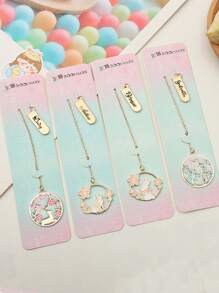 1Pc Sakura Cute Pet Series Creative Metal Bookmarks Small And Fresh Student Bookshelf Pages Alloy Bookmarks Accessories Personalized Text Customization,School Supplies,Back To School