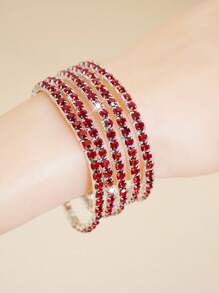 5 pièces Bracelets élastiques ornés de strass brillants, bracelets à perles de style fête réglables, cadeaux pour femmes