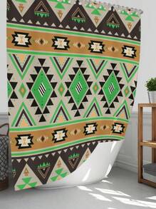 1pc/4pcs Boho Style Bathroom Decor Set: Waterproof Shower Curtain With 12 Hooks, Non-Slip Bath Mat, U-Shaped Toilet Mat, And Round Toilet Seat Cover, Multi-Functional Bathroom Accessory Set Back To School