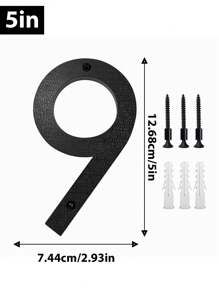1 paquete 5/8/10pulgadas, números de casa para exteriores, número de habitación flotante moderno, para buzón de exterior, decoración de puerta de pared, garaje y puerta, negro recubierto, señalización de visibilidad para el 911 con kits Nail