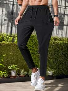 Men's Lightweight Quick-Dry Sports Casual Pants, Breathable Versatile Long Pants, Summer Travel Essential, Best Gift For Boyfriend - Black - View 4