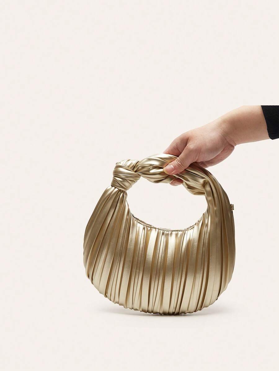 zijinling Women Ruched Handbag, New Cloud Bag, Versatile High-End Crescent Shaped Evening Bag, Dumpling Bag