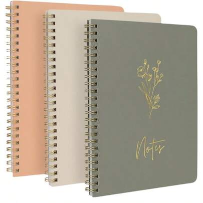 1 Stück ästhetisches Spiralheft für Frauen - süßes College Ringbuch 20 x 14,7 cm Tagebuch/Notizblock mit großer Tasche & Liniatur - perfekter Organizer für Büro oder Schule, Schulmaterial, Schulanfang