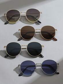1 Set, 4pcs/Pack Men's New Round Frame Fashion Glasses, Suitable For Driving, Fishing, Travel Accessories And Daily Wear For Summer Beach Vacation, Outdoor, Travel