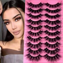 10 pares de pestañas postizas naturales de visón esponjosas 5D Curl de 16 mm con efecto de ojos de gato, extensiones de pestañas voluminosas - perfectas para uso diario, pestañas postizas, pestañas, pestañas postizas - Pestañas Fluffy - Ver 2