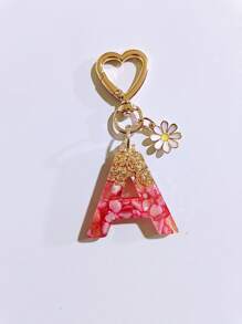 1pc Women's Beige Resin Letter Heart Shape Tassel Casual Cute Style Keychain, Creative Accessory Pendant Gift For Friends Car Accessories Bag Charm Backpack For School Goth Y2k