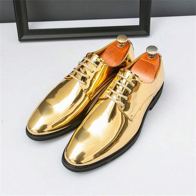 mens metallic gold dress shoes Santimon Mens Metallic Paillette Loafers Slip-on Glitter Moccasins Dress Shoes Leather Shoes Gold 10 US