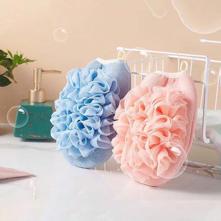 两用浴巾，纱线细密，背部柔软，不伤皮肤，2 合 1 女士浴巾手套 - 雙面2合一 - 查看 1