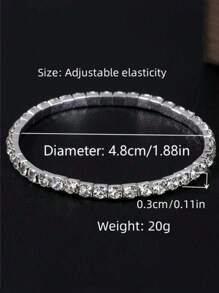 5 pièces Bracelets élastiques ornés de strass brillants, bracelets à perles de style fête réglables, cadeaux pour femmes