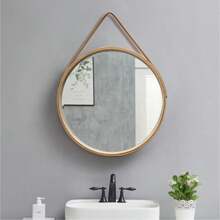 1pc Wooden Framed Wall Mount Mirror For Dorm, Vanity, Bathroom, Makeup