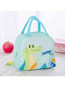 1 pieza Bolsa de almuerzo aislada con diseño de dibujos animados, contenedor térmico de alimentos, bolso impermeable y portátil para la escuela, la oficina, el almacenamiento de maquillaje, la playa, las vacaciones, los viajes, el almuerzo de las damas universitarias, la decoración del hogar, el almacenamiento para fiestas y Navidad