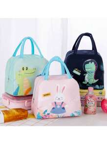 1 pieza Bolsa de almuerzo aislada con diseño de dibujos animados, contenedor térmico de alimentos, bolso impermeable y portátil para la escuela, la oficina, el almacenamiento de maquillaje, la playa, las vacaciones, los viajes, el almuerzo de las damas universitarias, la decoración del hogar, el almacenamiento para fiestas y Navidad