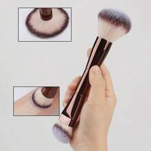 Dual-Ended Foundation & Blush Brush - Soft Bristle, Fragrance-Free, Metal Handle, For All Skin Types - Perfect For Flawless Application Of Liquid, Cream, And Powder Makeup,Foundation Brush,Concealer Brush,Blush Brush,Contour Brush,Blush Brush,Bronzer Brush,Powder Brush,Foundation Brush,Blush Brush,Giveaways - Mocha Brown - View 4