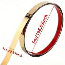 5m Cenefa decorativa moderna de acero inoxidable para pared y techo - Material de bobina pulido espejo contemporáneo, adecuado para la decoración de la sala de estar - Dorado - Ver 11