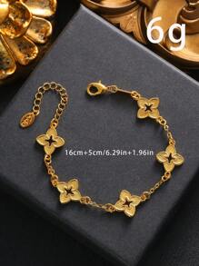 1pc Gold-Color Hollow Clover Minimalist Luxury Women Bracelet
