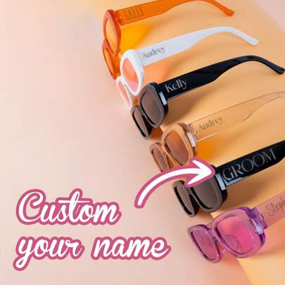 [Customization] New-Style Fashion Glasses! These Fashionable Small-Frame Glasses Offer A Variety Of Colors To Choose From. You Can Customize The Content Of The Laser-Engraved Fonts According To Your Personal Preferences., Back To School, School Gift, For Teacher Gifts, For Colleague, For Dorm Rooms, For Teacher, For Boys And Girls, For Teenagers, Customized Fashion Glasses, Vintage Outfit