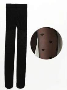 1 pezzo Leggings aderenti a colore unico per ragazze/bambini/neonati con motivo a cuore e rete, adatto per abbigliamento casual, balletto, scuola, primavera/estate